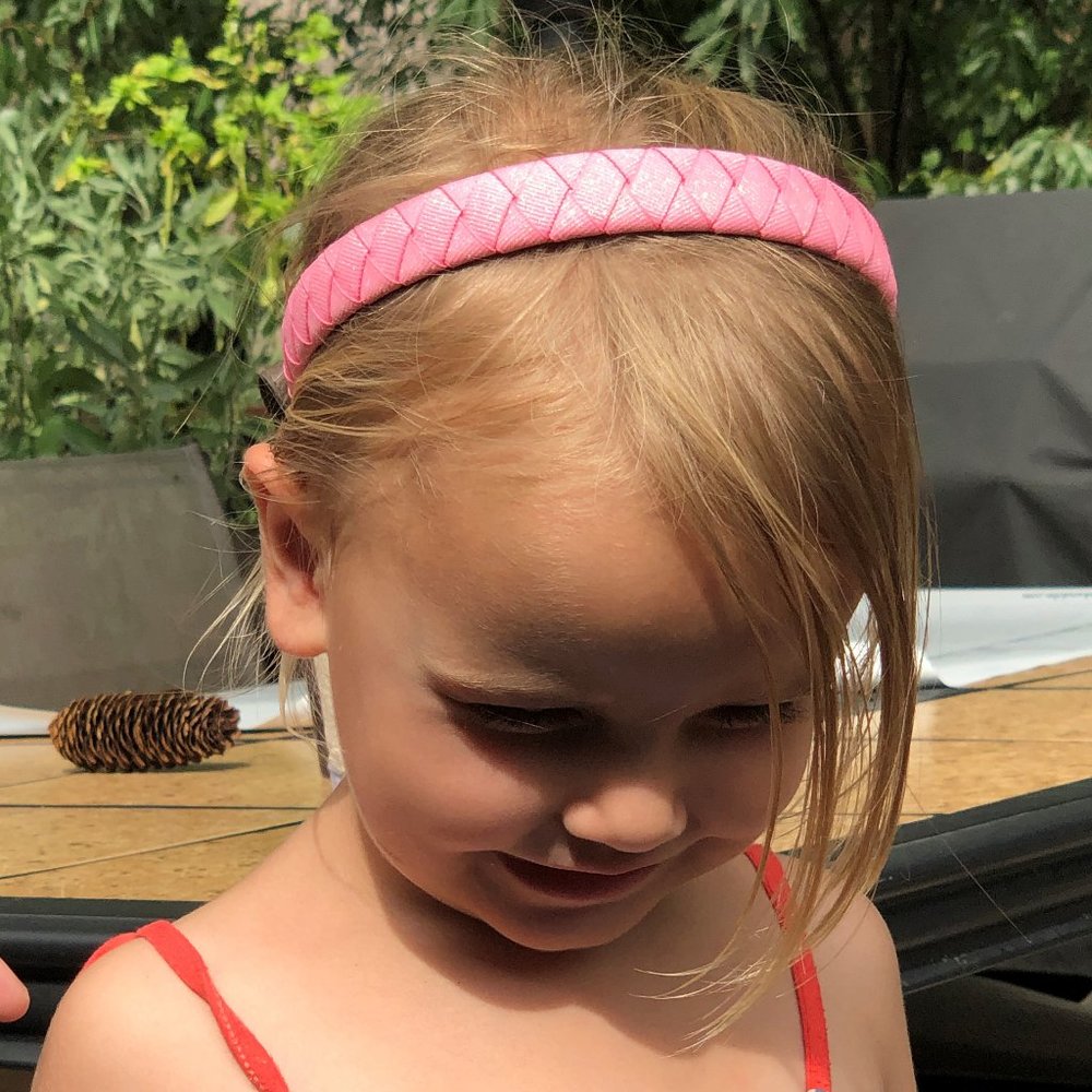 Woven Girls/Woman Headband, Sparkly Pink, Diamond Pattern